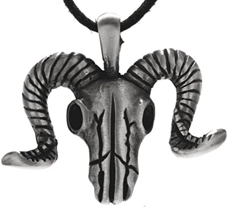 Ram's Head Pendant Pewter with Cotton Cord