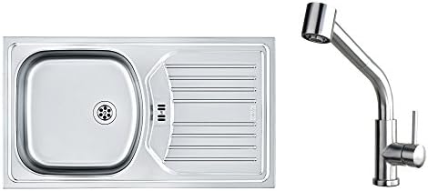 Franke Eurostar ETN 614 Nova stainless steel kitchen sinks+Schnee &amp; Berg FOLLESE Single-Lever Kitchen Sink Mixer Tap, Solid Stainless Steel, Pull-Out Spray, High Pressure,796024
