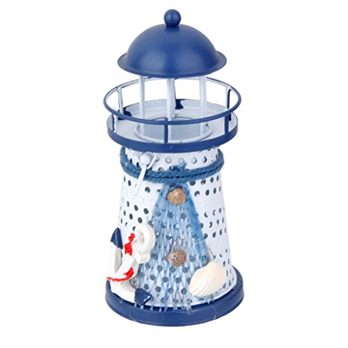Gazechimp Vintage 13.5cm Metall Leuchtturm mit LED Leuchte Tisch Haus Dekoration