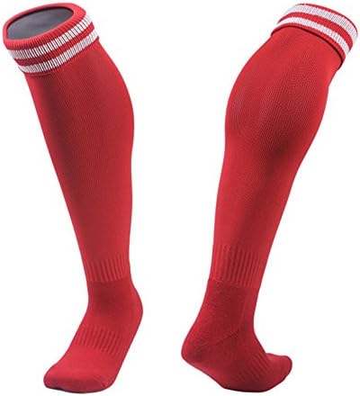 Estamico Unisex Child's Football Sports Sock Boys Over Knee High Socks 1 Pair Red Age 14+