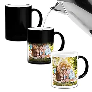 GIFT BOX Ceramic Magic Mug Black - Printed Personalized Coffee Mug/Cup with Own Photo, Quote, Text, Birthday Wishes for Gifting Purpose & Decoration Color Changing