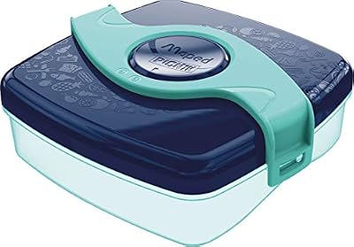 Maped Picnik Origins - Boîte à Goûter Compacte pour Enfants - Ouverture et Nettoyage Facile - Plastique Sans BPA ni Phtalates - Bleu vert - 520ml