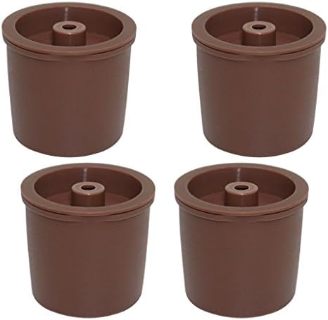 LOVIVER 4Pcs Refillable Reusable Single Cup Solo Filter Pod Coffee K-Cup For Illy Y5,X7 Machine - Brown, 38x36mm