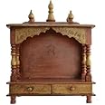 Indian Wood Art Beautifully Handcrafted and Handpainted Wooden Mandir with 2 Drawer Storage || Multi Coloured ||ME052 ||