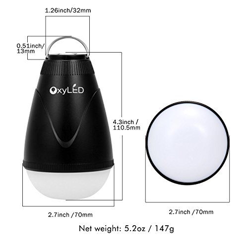 OxyLED LED Campinglaterne, tragbare LED Laterne Zelt Licht Gl¨¹hlampe, mit Fernbedienung, USB wieder aufladbar, f¨¹r Campen Wandern Fischen als Notlicht, Wei?es Licht - 7