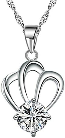 Shawa Jewelry Crystal Crown Pendant Necklace with Cable Chain 40-45cm Adjustable Length