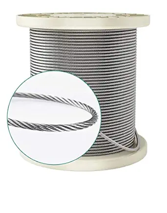 Aviation Metal & Alloys 6mm Stainless Steel 304Quality Cable, Aircraft Cable for Deck Railing, 7 x 7 Strands Construction Braided Steel Cable, 33.FT Wire Rope Cable for Railing