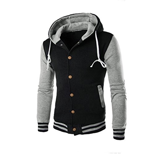 Preisvergleich Produktbild Elecenty Herren Winterjacke, Warme Dicken Mantel Einreiher Männer Outwear Pullover Winter Langarm Kapuzenpullover Sweatshirt Übergröße Oberbekleidung Parka Sweatjacke Winterjacke (XXL, Grau)