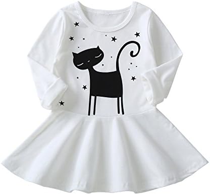 Dress for Girl Sunday77 Cotton O-Neck Long Sleeve A-Line Printing Sundress Swing Dress Party Princess Kids Children Baby
