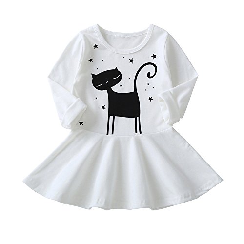 Dress for Girl Sunday77 Cotton O-Neck Long Sleeve A-Line Printing Sundress Swing Dress Party Princess Kids Children Baby