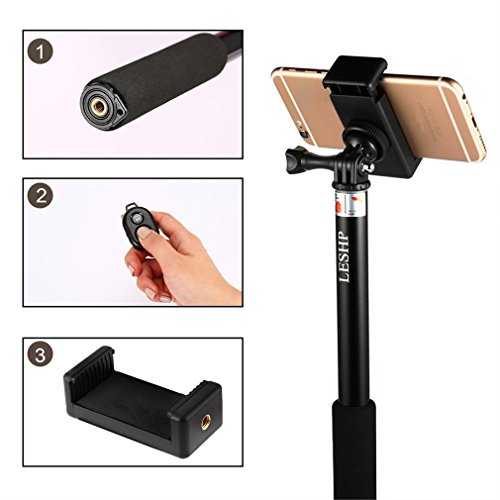 YKS-Bluetooth-Selfie-Stick-Tripod-with-Remote-for-iPhone-6-6s-7-7plus-Android-Samsung-Galaxy-Wireless-Compact-Extendable-Monopod-Black