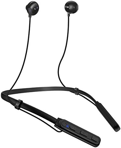 Vobon Bluetooth Headphones, Wireless Neckband Headset Magnetic Lightweight Earbuds Sweatproof Sports Stereo Earphones with Mic (Noise Cancelling, Foldable, 7.5 Hours Playtime)（Black)