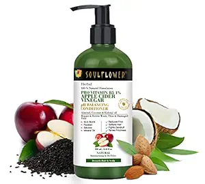 Soulflower Apple Cider Vinegar Conditioner| Stronger & Shiner Hair, Tangle & Frizz-Free Hair, Anti-Dandruff, Moisturization| 1% Pro-Vitamin B5, Almond, Coconut & Kalonji Oil| 250ml