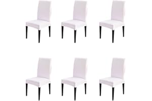 CEEBOO xinfe Coprisedie con Schienale 6 Pezzi, Elasticizzato Universali Copri Sedie Soggiorno Cucina Coprisedia Sala da Pranzo Bianca