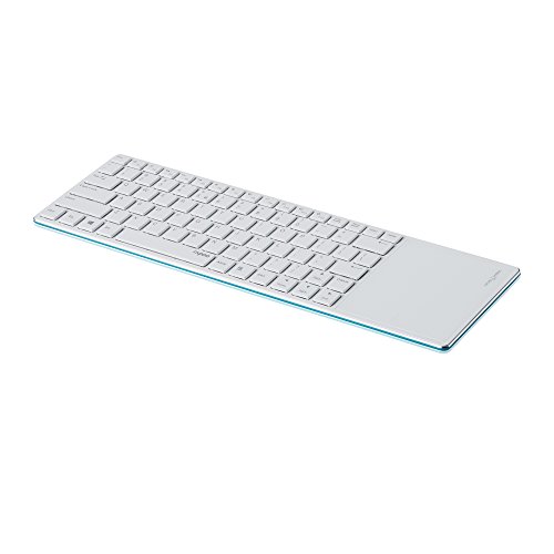 Rapoo E6700 Bluetooth Touchpad Tastatur (Aluminiumgehäuse, deutsches Layout) weiß-blau - 6