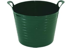 SPECTRAPLAST® 45 Liter Heavy Duty Large Flexi Tub Garden Home Flexible Colour Plastic Storage Container Bucket Flex Tub- MADE IN U.K. (GREEN, 45 LITRES)