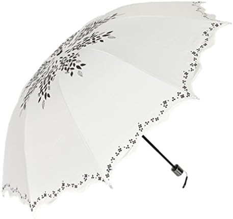 Umbrella Windproof Folding Compact Lightweight XAGOO for ladies Women for Travel(Cream)