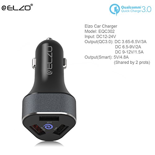 ELZO Cargador de Coche con 3 Puertos Carga R pida M vil 42W 4 8A con una Tecnolog a QC 3 0 para Samsung Galaxy S6 S6 Edge Note 4 Edge Google Nexus 6 HTC One y m s Negro Plumbeous reviews ELZO Cargador de Coche con 3 Puertos Carga R pida M vil 42W 4 8A con una Tecnolog a QC 3 0 para Samsung Galaxy S6 S6 Edge Note 4 Edge Google Nexus 6 HTC One y m s Negro Plumbeous