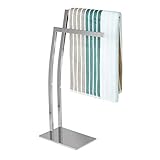 Relaxdays Handtuchhalter WIMEDO eckig H x B x T: ca. 80 x 32 x 20 cm freistehender Handtuchständer mit 2 Handtuchstangen und einem eckigen Standfuß als dekoratives Badaccessoire aus Edelstahl, silber