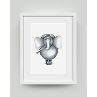 Dori´s Prints Kunstdruck auf hochwertiges Papier - Elefant Lolo - Poster/ Tierbild Kinderzimmer und Wohnzimmer / Lustige Wandbild mit Elefant/ Wanddekoration für Babyzimmer / Print auf Hahnemühle Papier.