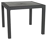 Keter Quartet 4 Seater Rattan Patio Outdoor Garden Furniture Dining Table - Graphite (Garden &amp; Outdoors)