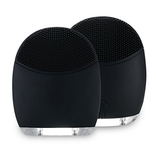 Facial Cleansing Brush Pore Clean Beauty Instrument Wireless Electric Waterproof Silicone Ultrasonic New Face Massager Anti-Aging Skin Cleanser Facial Polish and Scrub Makeup Tool (black)