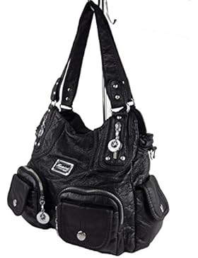 LULU Alltagstasche KM1530, Schultertasche mit Trageriemen, viele Fächer, 33x28x12cm