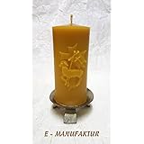 Bienenwachskerze, Kerze aus Bienenwachs - Osterlamm mit Fahne und Kreuz , in verschiedenen Farben aus weißem und gelben Bienenwachs