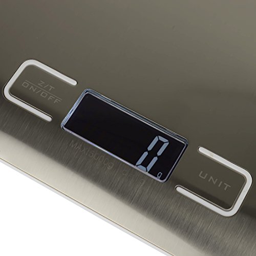 TopEUR Digitale Küchenwaage, Digitalwaage Electronische Waage Lebensmittelwaage Edelstahl Briefwaage Gramm-Skala Präzisionswaage Tara-Funktion, LCD-Display, Inkl Batterie (5000g, 0.1oz / 1g) - 4