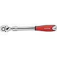 Neiko 03068A 1/2-Inch Drive Extendable Ratchet Handle | 72 Tooth Reversible Ratcheting Feature w/Soft Grip Handle | 12 to 17-1/2” Lengths, Red