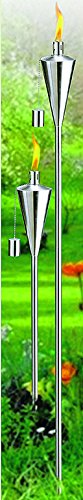 2er Set Edelstahl Gartenfackeln – Höhe 158 cm und 79 cm - 2