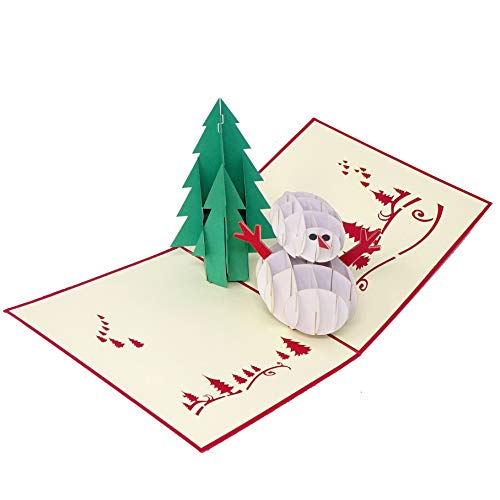 Preisvergleich Produktbild Vinciann Grußkarte Buon Weihnachten 3D Pop up Kirigami Schneemann + Umschlag
