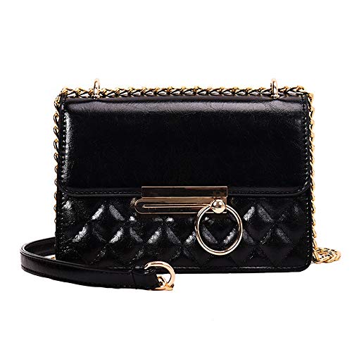 WEILLCCE Bolso de Mujeres Bolsos Cuadrado pequeño Bolso Cruzado Bolsa de Mensajero Bolso Bandolera Vintage PU Negro