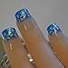 Bling Art False Nails French Manicure Blue Flower Tips 24 Full Cover Medium UK