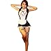 Produktbild iEFiEL Damen Halloween Kostüm Cosplay Dienstmädchen Kostüm Kleid Dessous Babydoll Nachtwäsche (Schwarz)