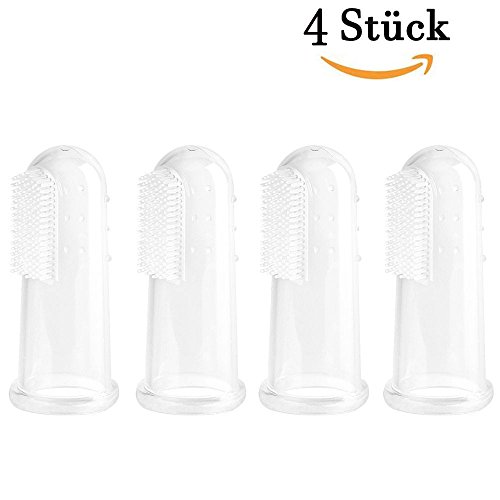 KYG 4er Baby Fingerzahnbürste Silikon Zahnbürste Set für Zähneputzen und Zahnfleischmassage mit Aufbewahrungsboxen
