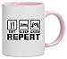 Produktbild Geek Nerd Gamer bedruckte 2-farbige Kaffeetasse Bürotasse mit Spruch Motiv Eat Sleep Game Repeat, Größe: onesize,weiß/rosa