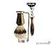 Imitation Horn MENS SHAVING GIFT SET BADGER HAIR SHAVING BRUSH ,RAZOR ,SHAVING STAND /HOLDER Daily Shaving, Men's Gifts, Gifts for Him, Wet Shaving Christmas Gift