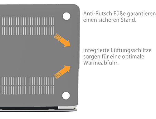 MyGadget *Gummierte* Hülle für – Apple MacBook Air 13 Zoll – Mac ab Mitte 2011 (A1466/A1369)- Gummi Cover Hardcase Tasche Schutzhülle in Grau - 3