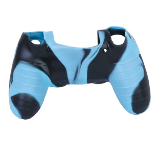 Par De Tapas Joystick Para Sony PlayStation 4 PS4 Mando   Caps for PS4 Controller- Negro Camo De Silicona Cubierta De La Caja Protectora De La Piel Para Sony Playstation 4 PS4 Controlador-negro-azul
