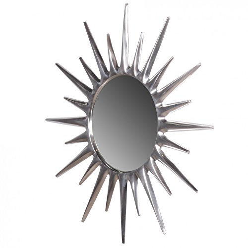 FineBuy Deko Wandspiegel Sonne aus Aluminium Wanddekoration Farbe Silber - 4