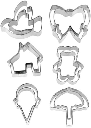 HABI Cake Design Set 12 Cookie Cutters, Stainless Steel, Assorted Shapes