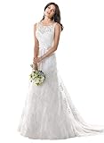 Heiraten Sie V Spitze Sheer Top Mantel IVORY Hochzeit Kleid uka0009 Gr. Medium, Elfenbein - Elfenbein