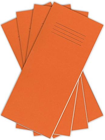 Slim Pocket Vocabulary Notebook - Orange Cover Spelling Time Table Address Book 24 Pages educational standard 8mm lined - Pack of 5 - 200mm x 100mm - By PARTY DECOR