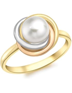 Carissima Gold Damen-Ring 9 kt (375) Gold (3 Farben) Rundschliff Perle