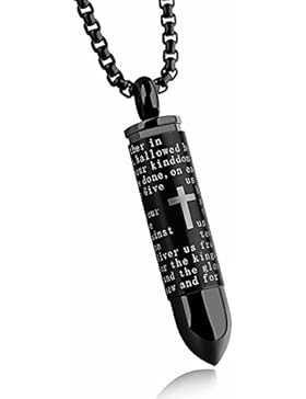 Schmuck SOS Notfallkapsel zum öffnen SCHWARZ Kapsel aus Edelstahl Anhänger (Patrone) mit Kette Halskette für Damen...