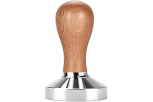 GENERIC Coffee Tamper 51mm, Flat Base Espresso Coffee Tamper, Wood Handle Barista Tamper, Coffee Press Tamper, for Coffee Grounds Barista Espresso Machines Accessory