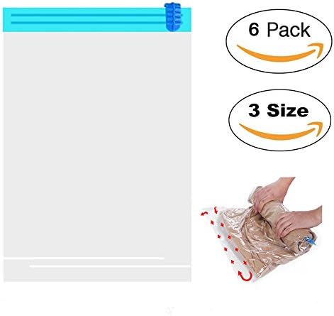Vacuum Bags for (6 Pc.), minleer Vacuum Storage Space Saver Bags Bag of the roller Manual Pressing Compression Garment Rack Cases and Bags for Travel Luggage Bag
