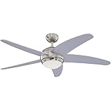 Westinghouse Lighting 72220 Bendan One-Light - Ventilatore a soffitto per interni a cinque pale, Finitura cromo satinato con 