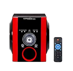 Krisons Bluetooth Semi Portable Multimedia Speaker, Black and Red, Comaptible with TV/Laptop/Smartphones/Multimedia Devices